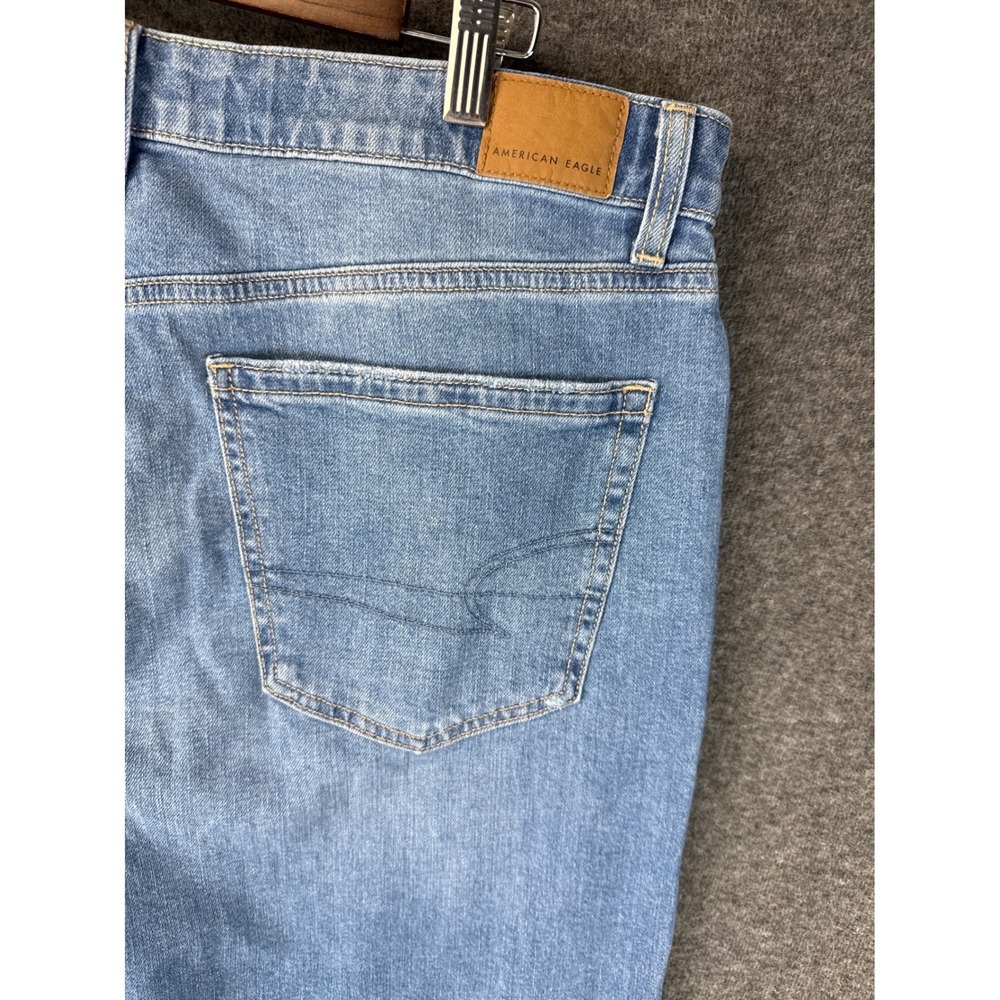 NWT American Eagle Baggy Wide Leg Jeans Women 12 Blue Super High Rise Flare Chic - Picture 14 of 16